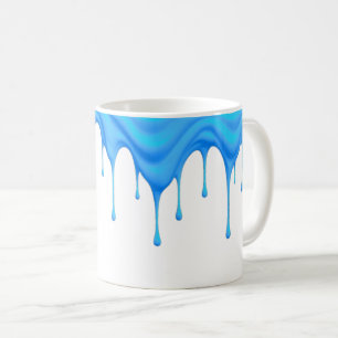 A blue cream flows along a mug. coffee mug