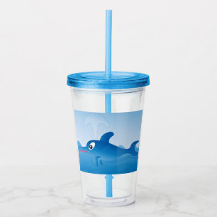 A blue dolphin acrylic tumbler