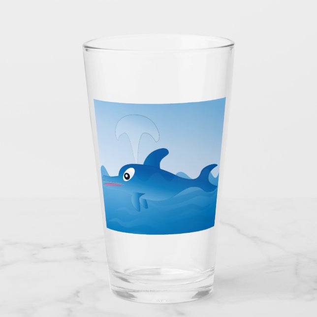 A blue dolphin glass (Front)