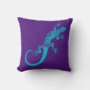 A blue gecko as a pet. Kook Art Throw Pillow