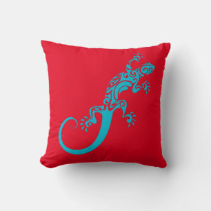A blue gecko as a pet. Kook Art Throw Pillow