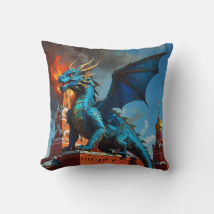A Blue & Gold Dragon Visits Moscow Cushion