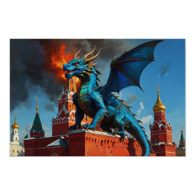 A Blue & Gold Dragon Visits Moscow Poster (Front)