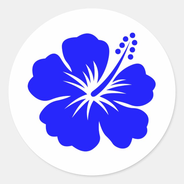 A blue hibiscus flower classic round sticker (Front)