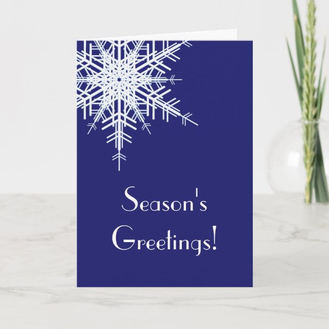 A Blue Holiday Card Offset Snowflake (indigo) (Front)