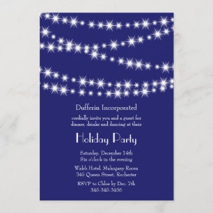 A Blue Holiday Twinkle Lights Invitation (indigo)