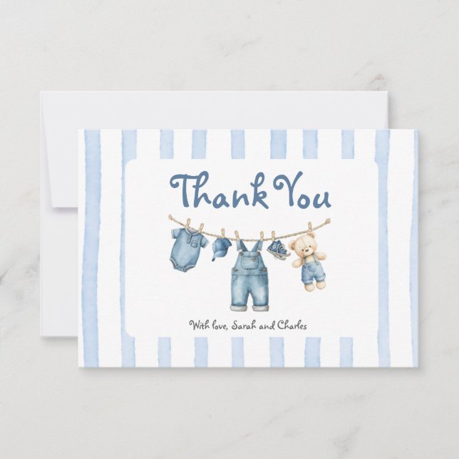 A Blue Jean Baby Baby Shower Boy Thank You Card (Front)