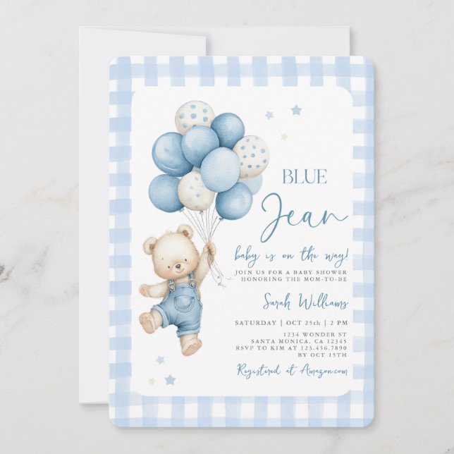 A Blue Jean Baby is On The Way Baby Shower Boy Invitation (Front)