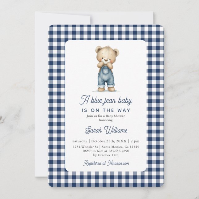 A Blue Jean Boy Baby Shower Invitation (Front)