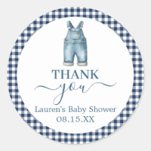 A Blue Jeans Baby Shower Round Sticker