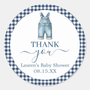 A Blue Jeans Baby Shower Round Sticker