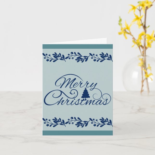 A Blue Merry Christmas Cards (Yellow Flower)
