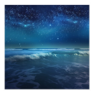 A blue ocean journey beneath a starry sky.  photo print
