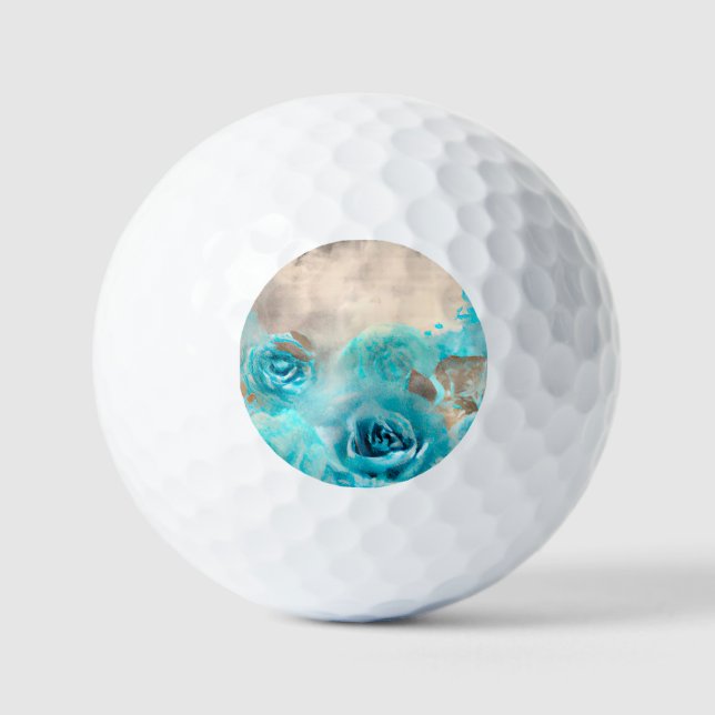 A Blue Shabby Chic Ephemera Design Series 7 Golf Balls (Front)
