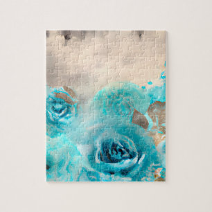 A Blue Shabby Chic Ephemera Design Series 7 Jigsaw Puzzle