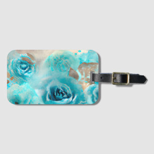 A Blue Shabby Chic Ephemera Design Series 7 Luggage Tag