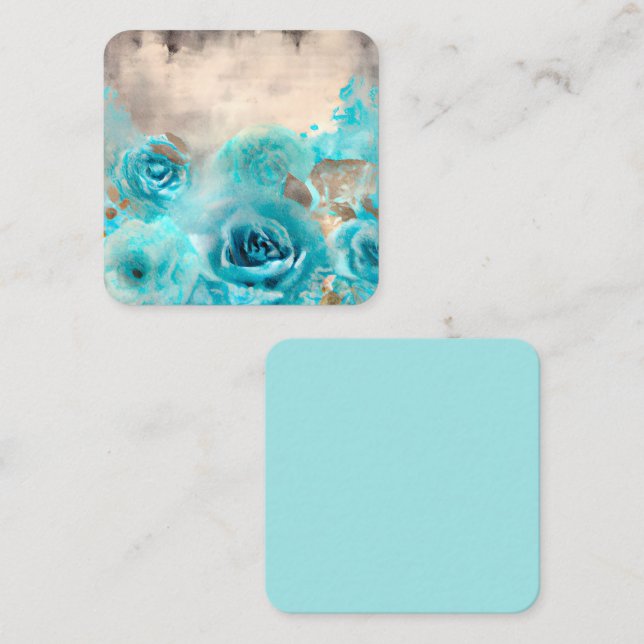 A Blue Shabby Chic Ephemera Design Series 7 Square Business Card (Front/Back)