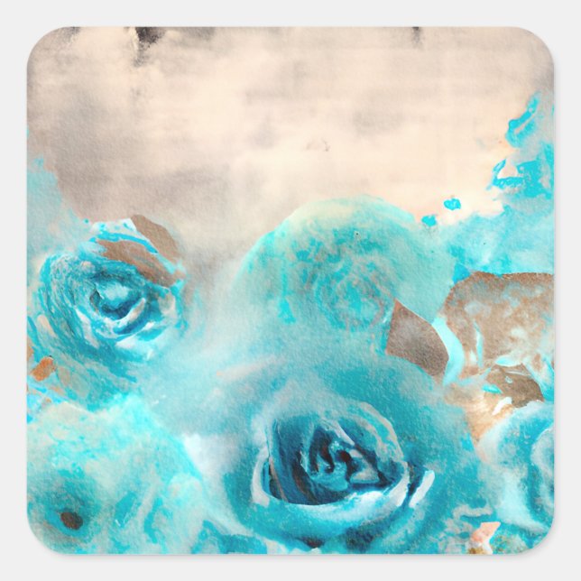 A Blue Shabby Chic Ephemera Design Series 7 Square Sticker (Front)