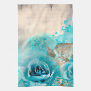A Blue Shabby Chic Ephemera Design Series 7 Tea Towel
