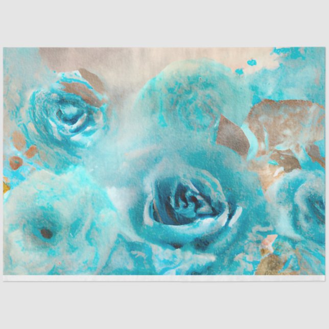 A Blue Shabby Chic Ephemera Design Series 7 Tissue Paper (Front)