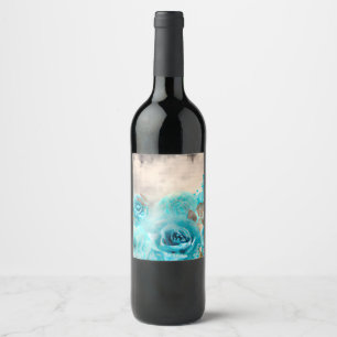 A Blue Shabby Chic Ephemera Design Series 7 Wine Label