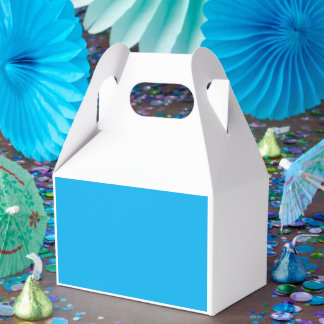 a blue sky with a plane favour box