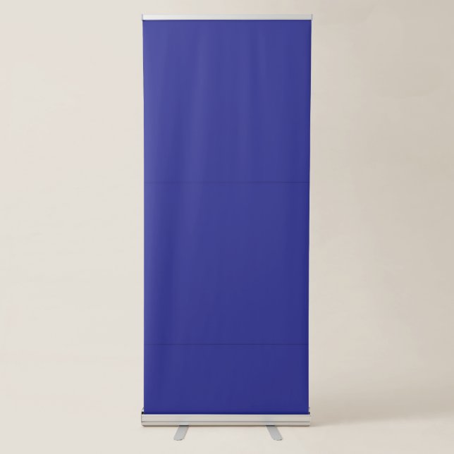a blue wall with a clock  retractable banner (Front)