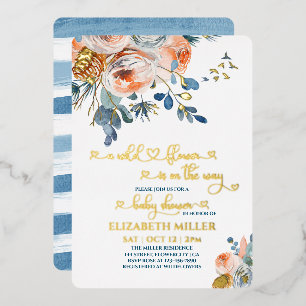 A Blue Wildflower Is On Her Way Baby Girl Shower