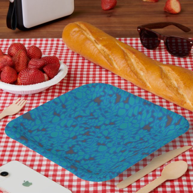 A blue wrapping paper with a creative arts pattern plate (Picnic)