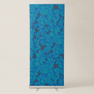 A blue wrapping paper with a creative arts pattern retractable banner