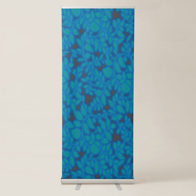 A blue wrapping paper with a creative arts pattern retractable banner (Front)
