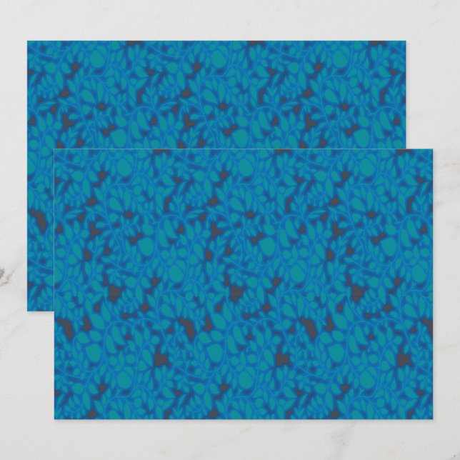 A blue wrapping paper with a creative arts pattern thank you card (Front/Back)