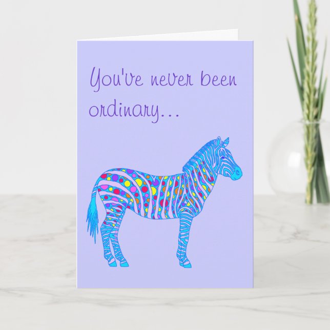 A Blue Zebra Dots Never Ordinary Worlds Best Mum Card (Front)
