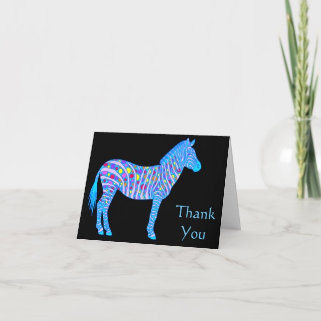 A Blue Zebra Dots Stripes Thank You Blank Inside Card (Front)