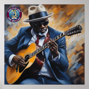 A Blues Legend Playing The Guitar Poster
