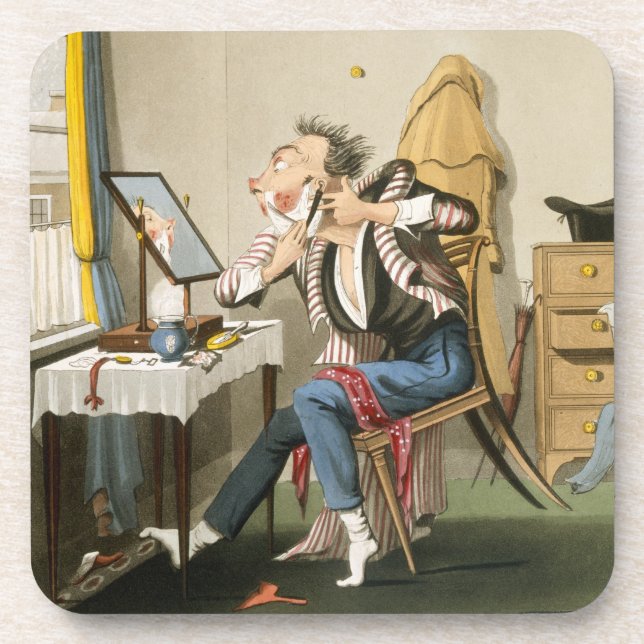 A Blunt Razor, pub. by Hunt, 1827 (coloured etchin Coaster (Front)