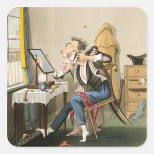 A Blunt Razor, pub. by Hunt, 1827 (coloured etchin Square Sticker