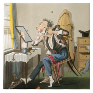 A Blunt Razor, pub. by Hunt, 1827 (coloured etchin Tile