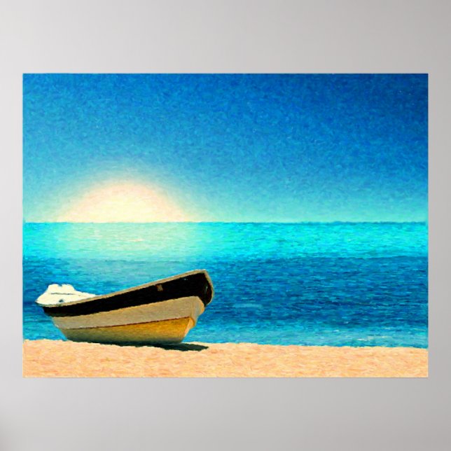 A boat beneath a sunny sky poster (Front)