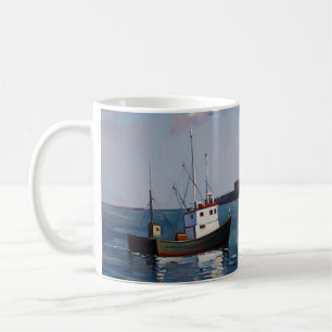 A Boat On The Harbor Coffee Mug