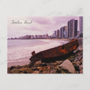 A boat wreck on the beach. Fortaleza, Brazil Postcard