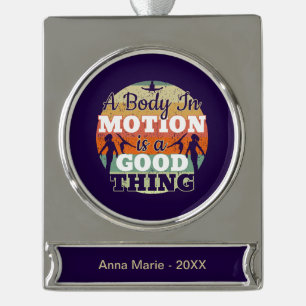A Body in Motion - Girls Gymnastics Mindset  Silver Plated Banner Ornament