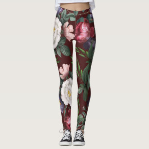 A boho luxury pattern for music festival party red leggings
