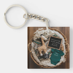 A boho vintage fun pregnancy announcement  key ring