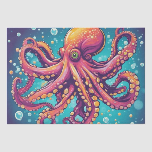 A Bold Pop Art Octopus Decoupage Design Tissue Paper (Front)