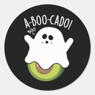 A-boo-cado Funny Avocado Pun Dark BG Classic Round Sticker
