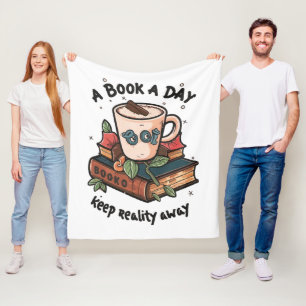 A book a day keep Reality away Fleece Blanket