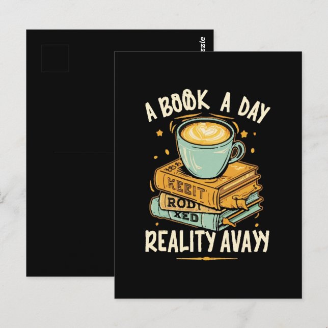 A book a day keep reality away postcard (Front/Back)