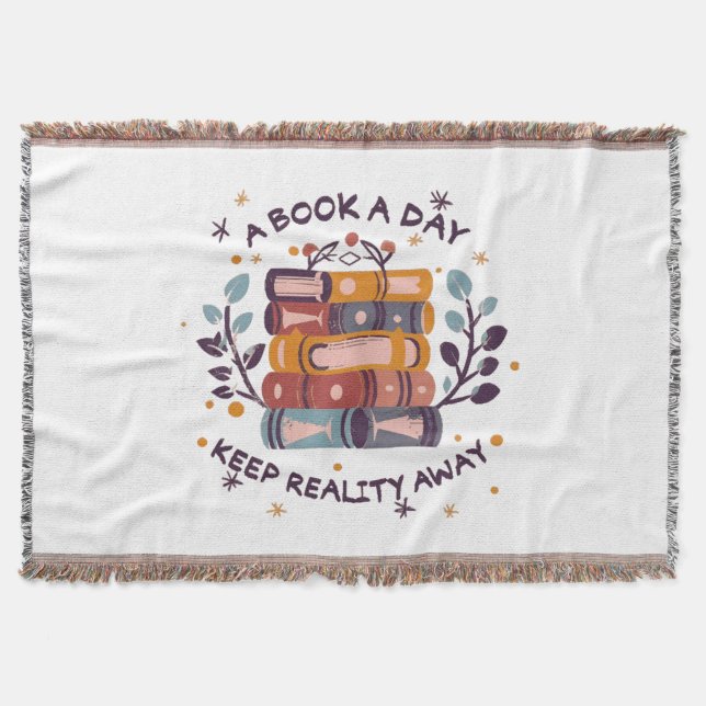 A book a day keep reality away throw blanket (Front)