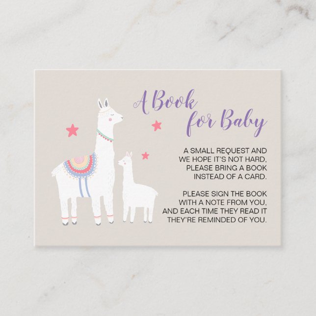 A Book For Baby Llama Shower Book Request Enclosure Card (Front)